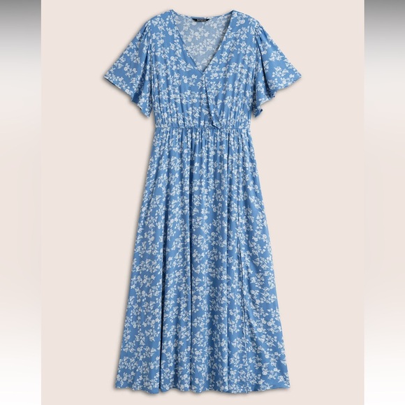 Bloomchic Flutter Sleeve Ditsy Floral Pocket Split
Maxi Dress - Picture 1 of 3